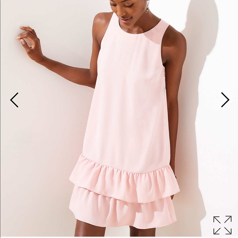 LOFT Back Cutout Ruffle Hem Dress